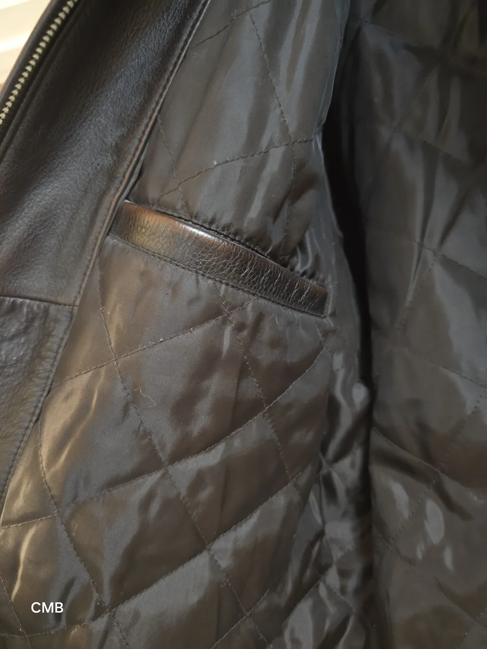 Member's Mark Vintage Brown 100% Genuine Leather Quilted Bomber Jacket Men's XL